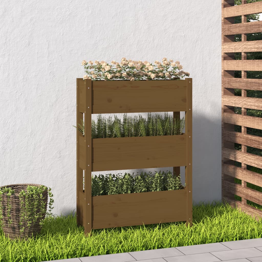 Vidaxx Pflanzgefäß 77x25x104,5 cm massives Kiefernholz honigbraun