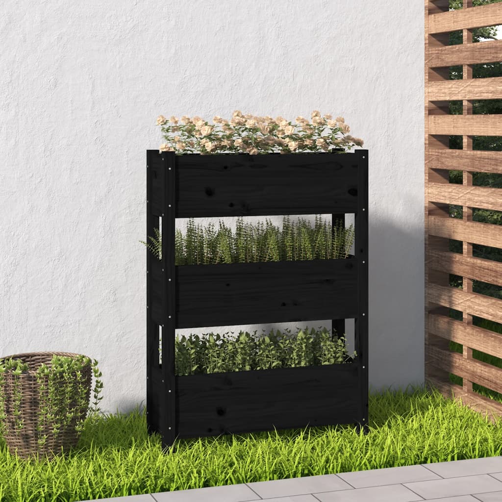 Vidaxx Pflanzgefäß 77x25x104,5 cm massives Kiefernholz schwarz