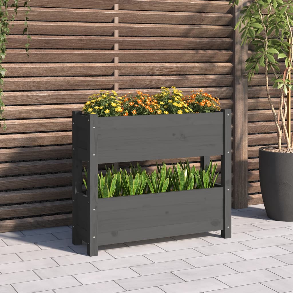 Vidaxx Pflanzgefäß 77x25x66 cm massives Kiefernholz grau