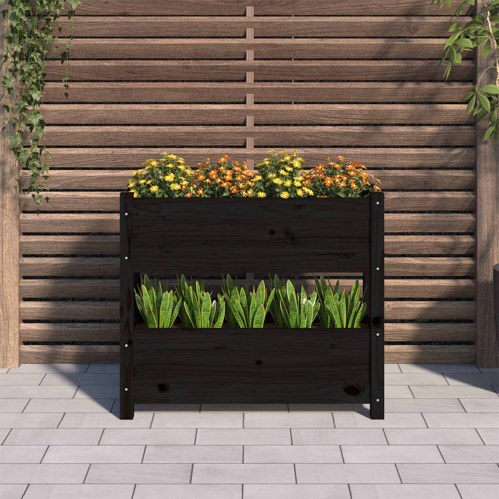 Vidaxx Pflanzgefäß 77x25x66 cm massives Kiefernholz schwarz