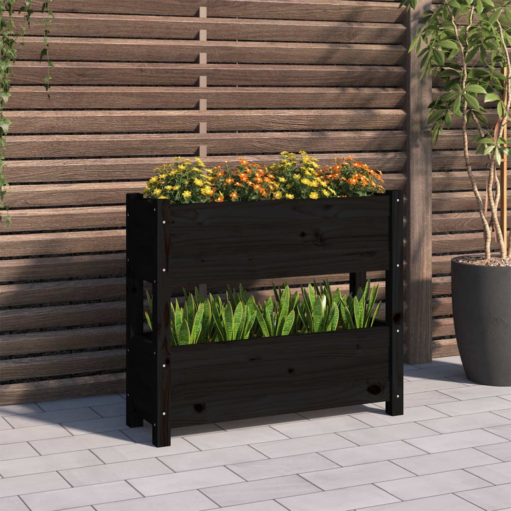 Vidaxx Pflanzgefäß 77x25x66 cm massives Kiefernholz schwarz