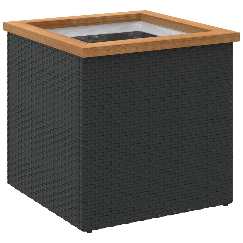 VidaXL Pflanzgefäß 40x40x40 cm Polyrattan schwarz