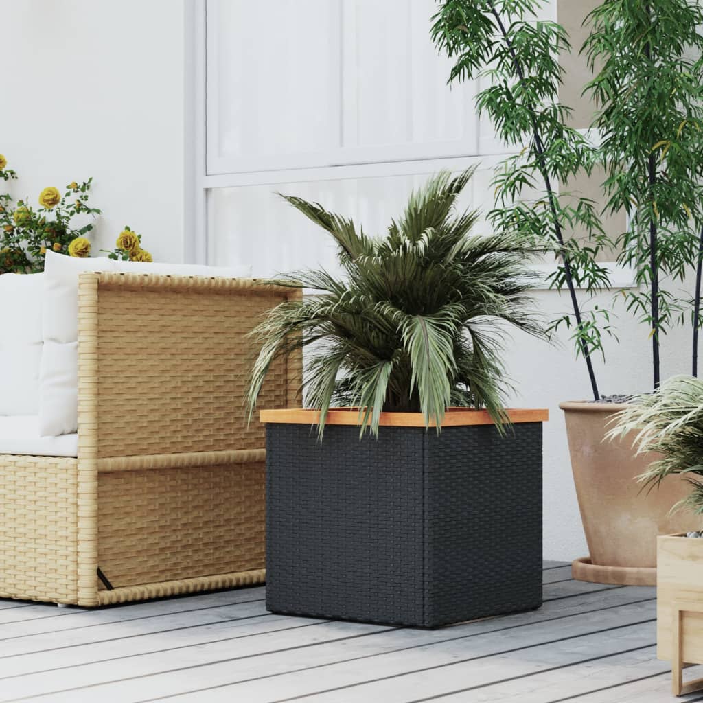 VidaXL Pflanzgefäß 40x40x40 cm Polyrattan schwarz