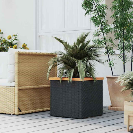 VidaXL Pflanzgefäß 40x40x40 cm Polyrattan schwarz