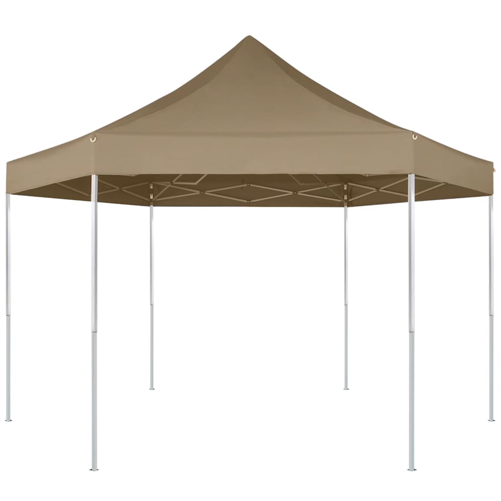 Vidaxl partytent vikbar hexagonal 3,6x3,1 m taupe 220 g m²