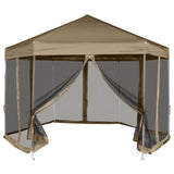 Tente de fête vidaxl avec murs hexagonaux 3,6x3,1 m taupe 220 g m²