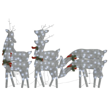 VidaXL Weihnachts-Rentier 6 Stück kaltweißes Netz silberfarben