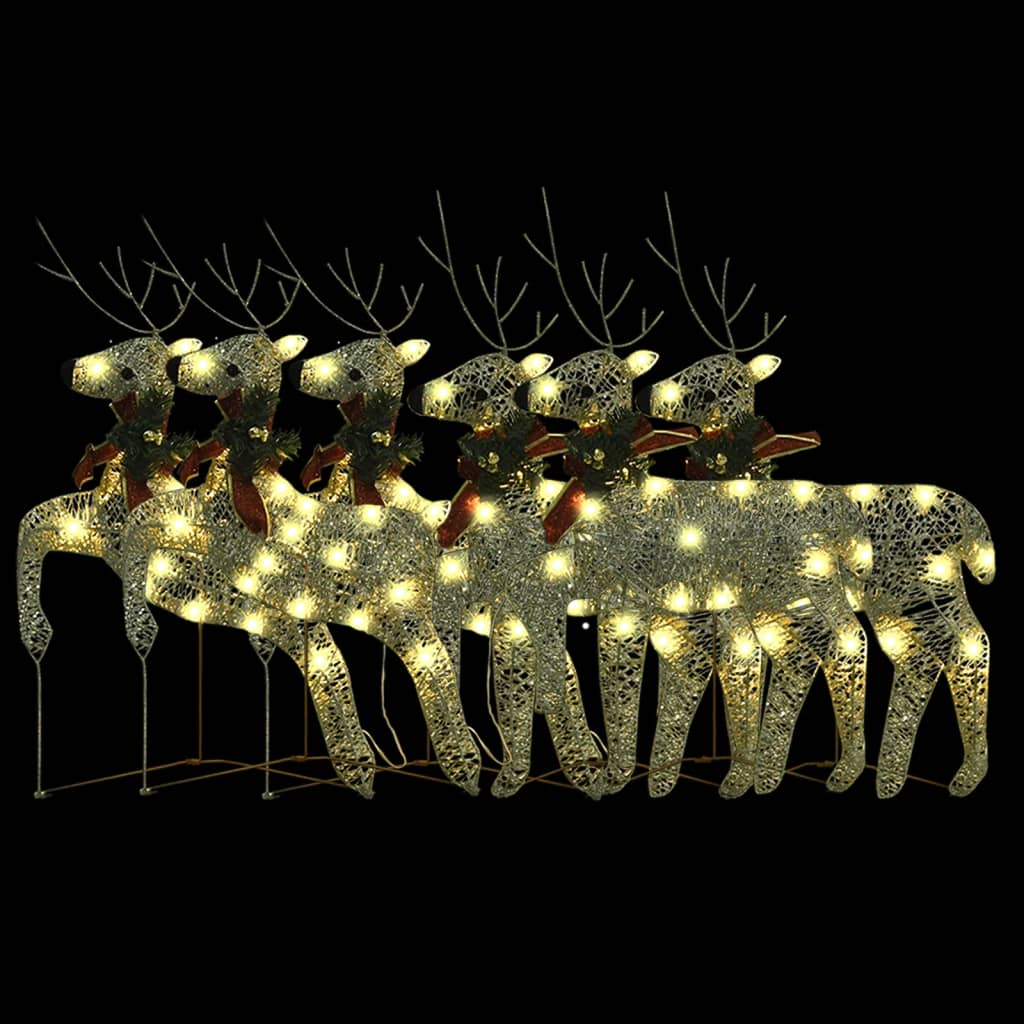 VidaXL Weihnachtsrentier 6 Stk. 120 LEDs goldfarben