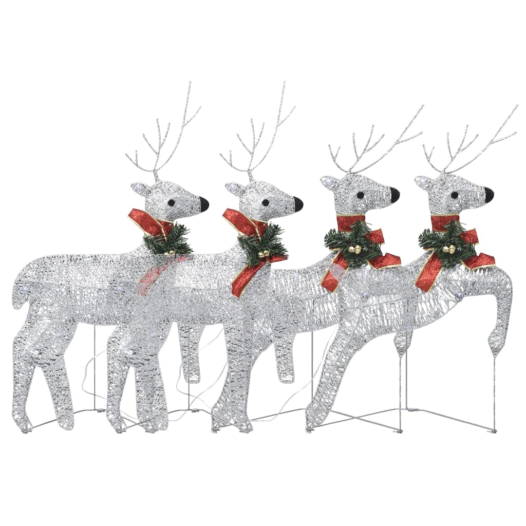 VidaXL Weihnachtsrentier 4 Stk. 80 LEDs silberfarben