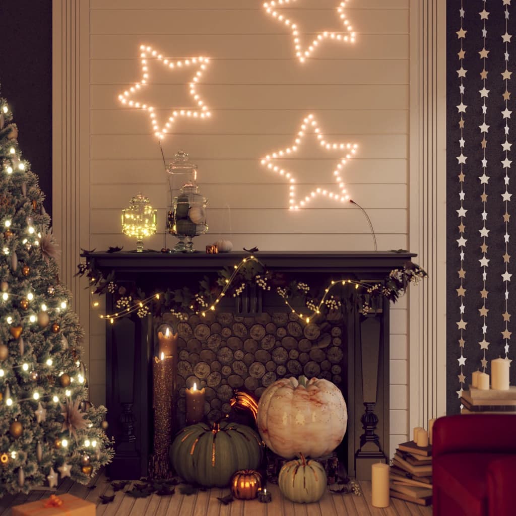 VidaXL Weihnachtsfiguren Sterne mit 48 LEDs 3 Stück 56 cm warmweiß