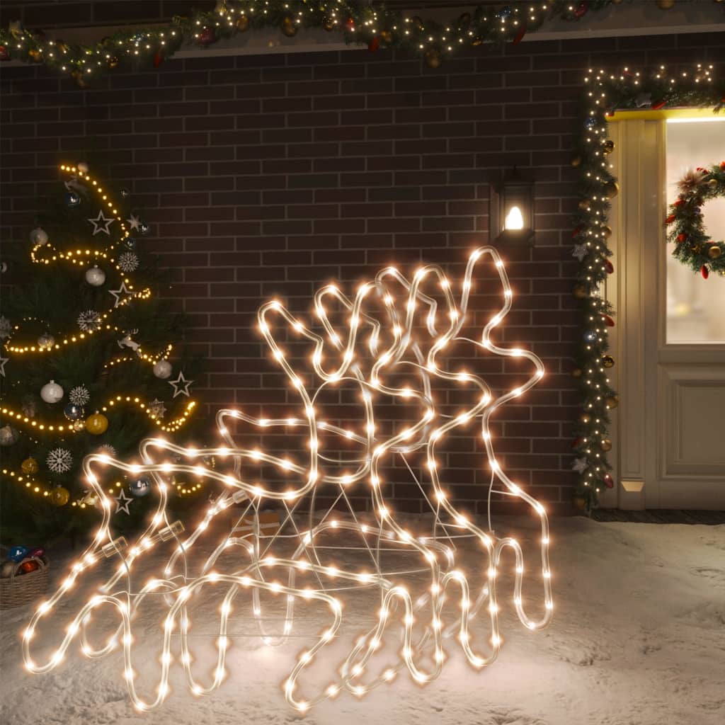 VidaXL Rentier Weihnachtsfigur mit LEDs 3 Stück 57x55x4,5 cm warmweiß