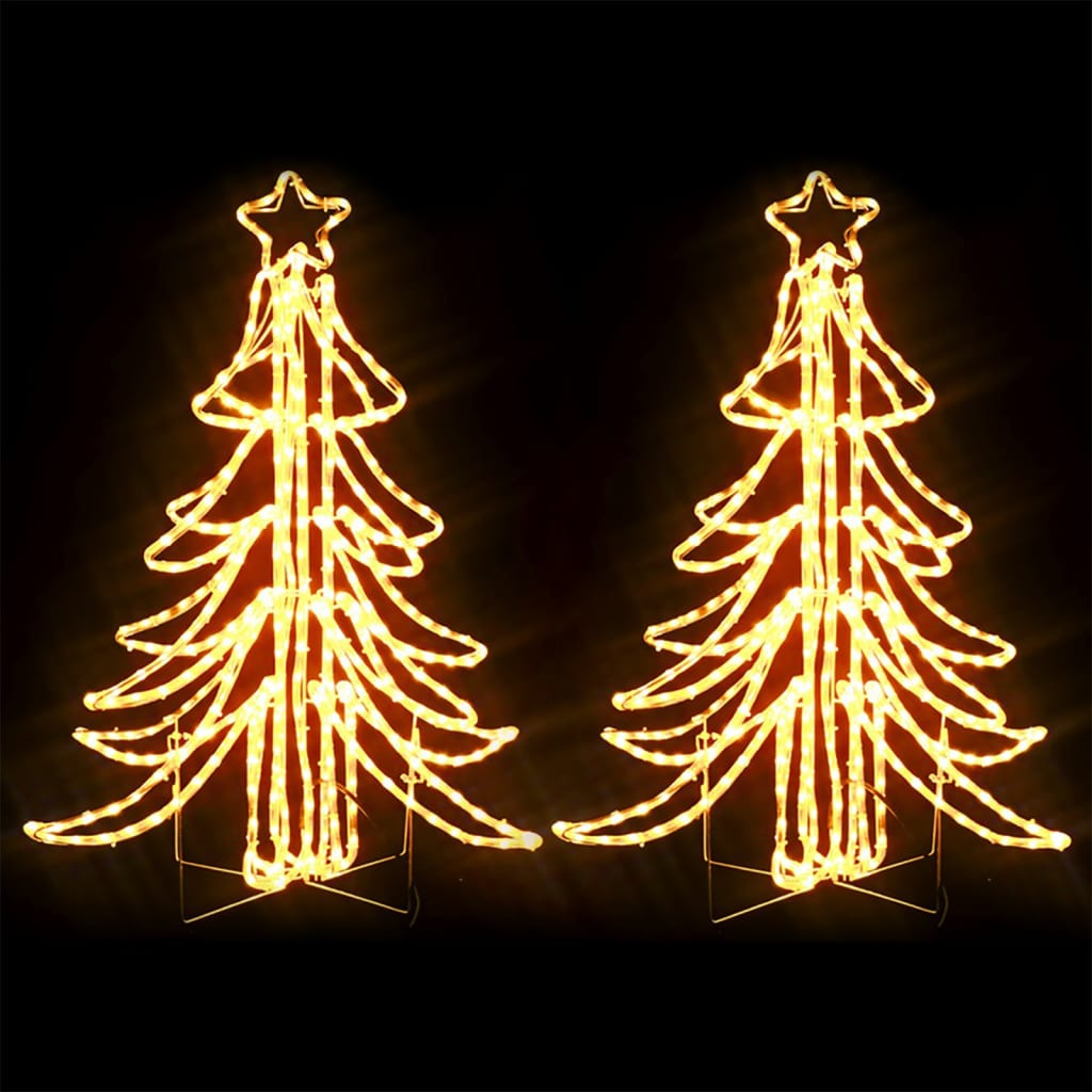 VidaXL Weihnachtsfigurenbaum 2 Stk. faltbar mit LEDs 87x87x93 cm warmweiß