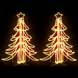 VidaXL Weihnachtsfigurenbaum 2 Stk. faltbar mit LEDs 87x87x93 cm warmweiß