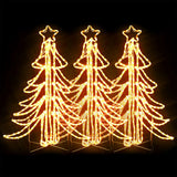 VidaXL Weihnachtsfigurenbaum 3 Stk. faltbar mit LEDs 87x87x93 cm warmweiß