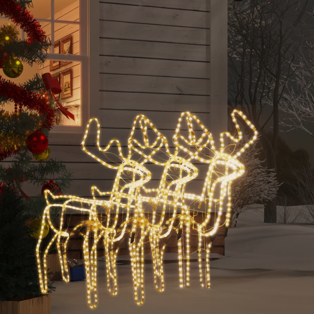 VidaXL Weihnachtsfigur Rentier mit beweglichem Kopf 3 Stück Warmweiß