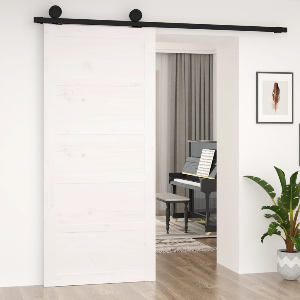 Puerta corredera de Vidaxl 90x1.8x204.5 cm de pino sólido blanco