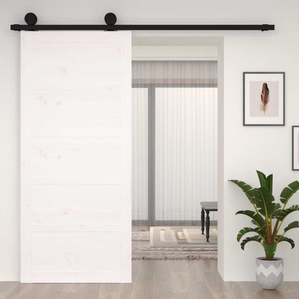 Puerta corredera de Vidaxl 90x1.8x204.5 cm de pino sólido blanco