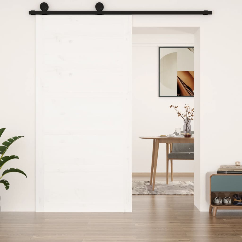 Vidaxl Porte coulissante 100x1.8x204,5 cm Pine solide blanc