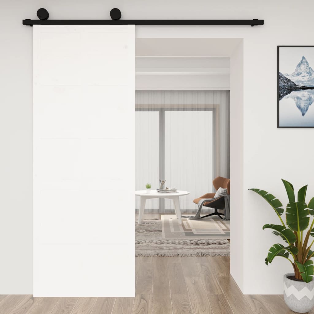 Porta scorrevole Vidaxl 80x1.8x214 cm Pino solido bianco