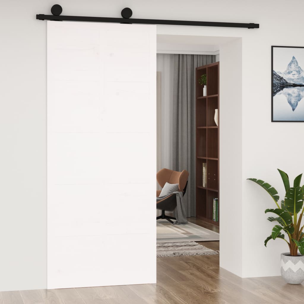 Porta scorrevole Vidaxl 90x1.8x214 cm Pino solido bianco