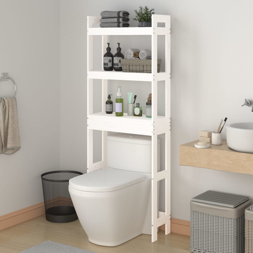 Vidaxx Toilettenständer 63x26x171 cm massives Kiefernholz weiß