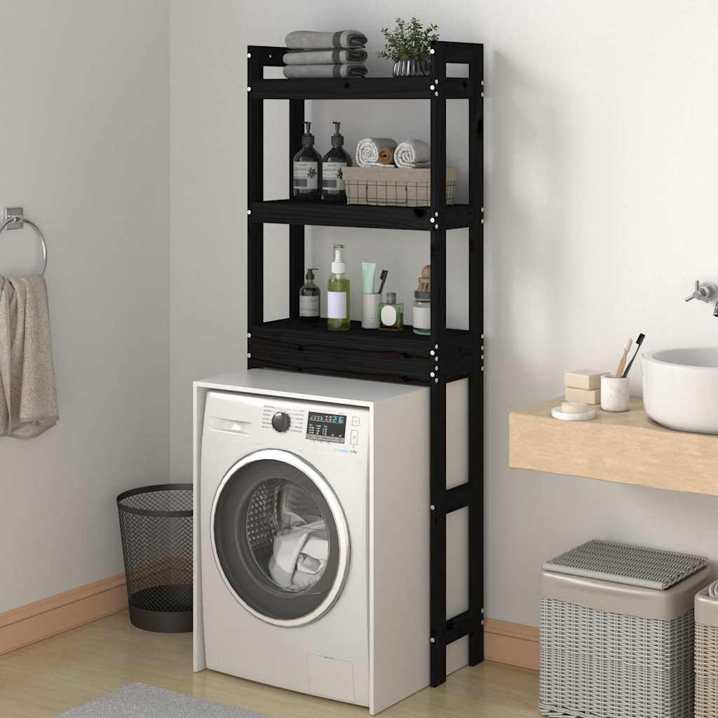 Vidaxx Toilettenständer 63x26x171 cm massives Kiefernholz schwarz