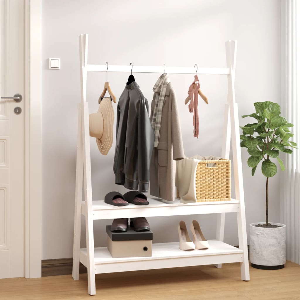 Vidaxl klær rack 100x45,5x150 cm solid furuhvit