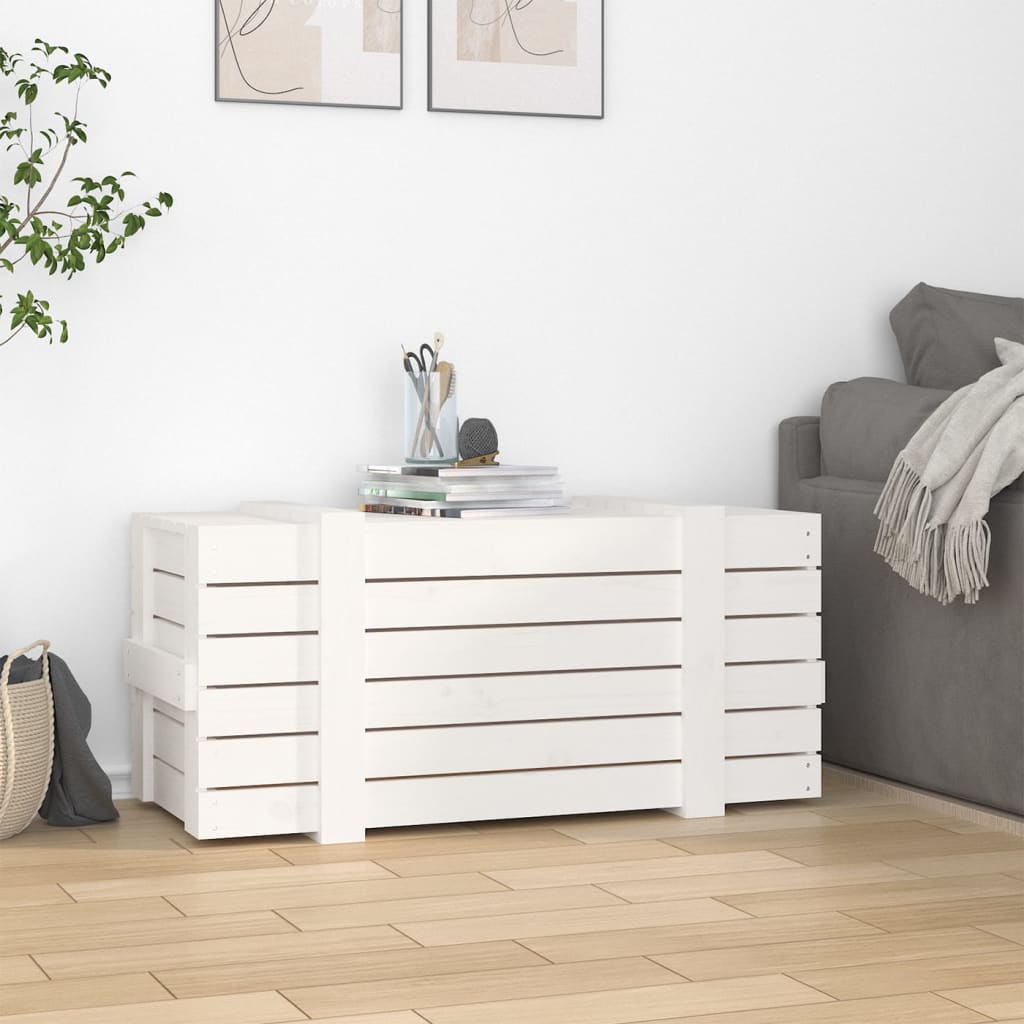 VidaXL Aufbewahrungsbox 91x40,5x42 cm massives Kiefernholz weiß