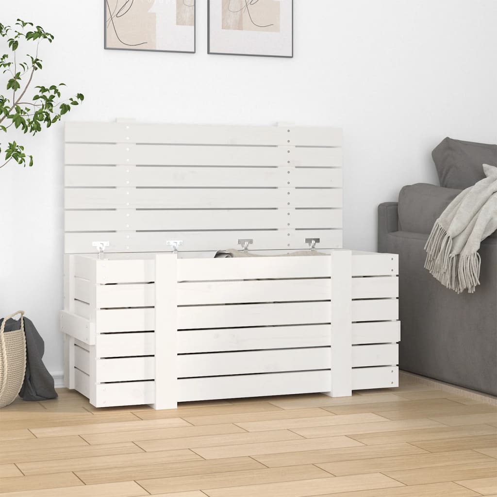 VidaXL Aufbewahrungsbox 91x40,5x42 cm massives Kiefernholz weiß