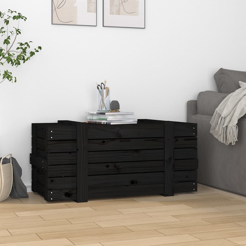 Vidaxx Aufbewahrungsbox 91x40,5x42 cm massives Kiefernholz schwarz