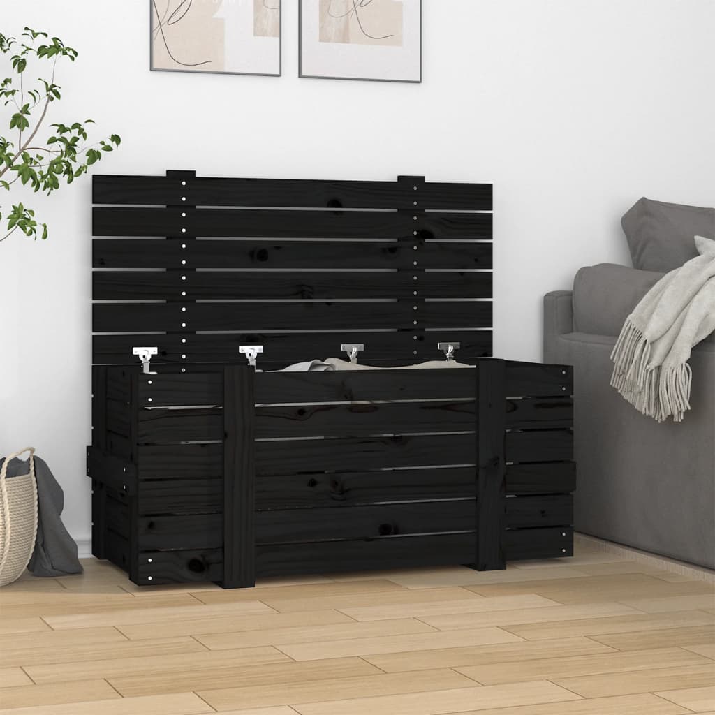 Vidaxx Aufbewahrungsbox 91x40,5x42 cm massives Kiefernholz schwarz