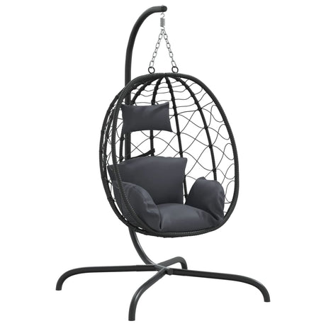 Vidaxl Hängesessel mit Kissen Polyrattan und Stahl Anthrazit