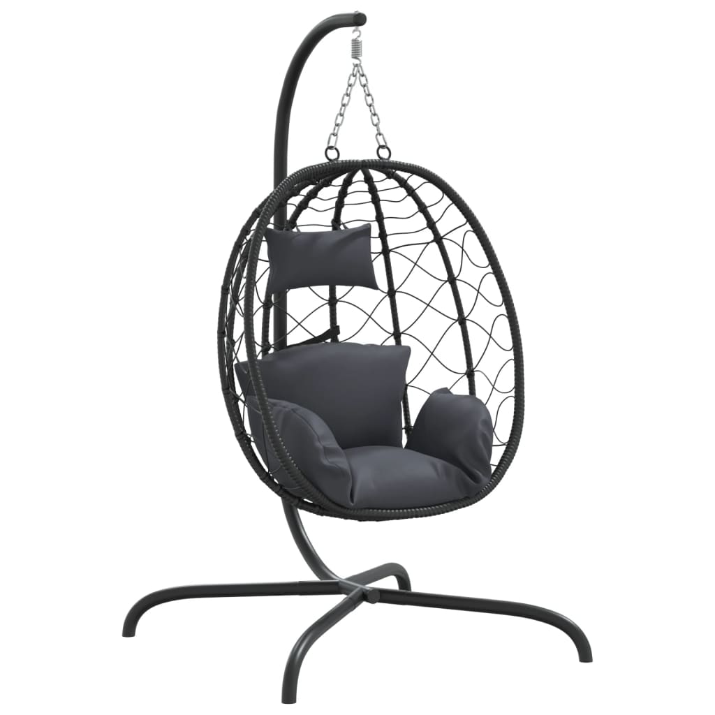 Vidaxl Hanging Chair s polštářem poly ratan a ocelový antracity -