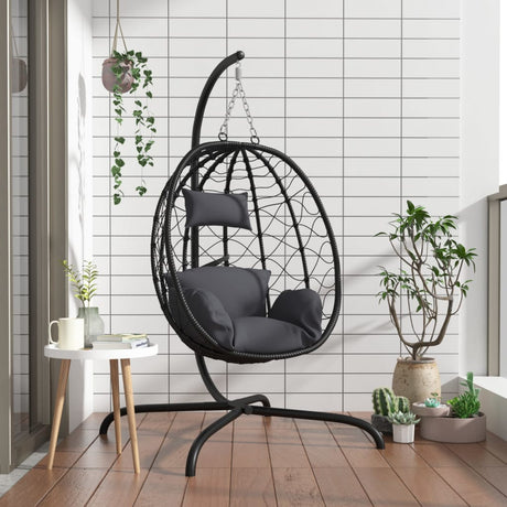 Vidaxl Hängesessel mit Kissen Polyrattan und Stahl Anthrazit