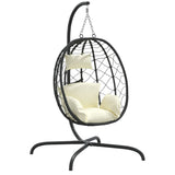 VidaXL-Hängesessel mit Kissen aus Polyrattan und cremeweißem Stahl