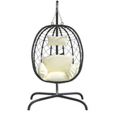 VidaXL-Hängesessel mit Kissen aus Polyrattan und cremeweißem Stahl
