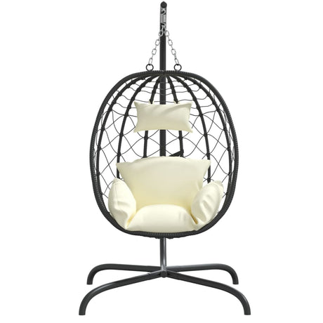 VidaXL-Hängesessel mit Kissen aus Polyrattan und cremeweißem Stahl