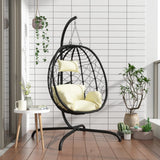 VidaXL-Hängesessel mit Kissen aus Polyrattan und cremeweißem Stahl