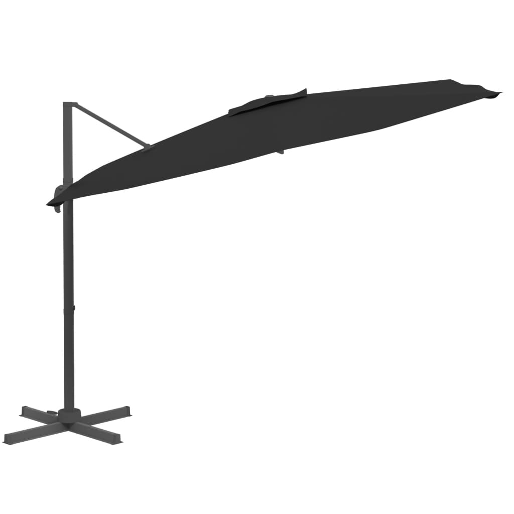 Parasol flotante de Vidaxl con poste de aluminio 300x300 cm negro