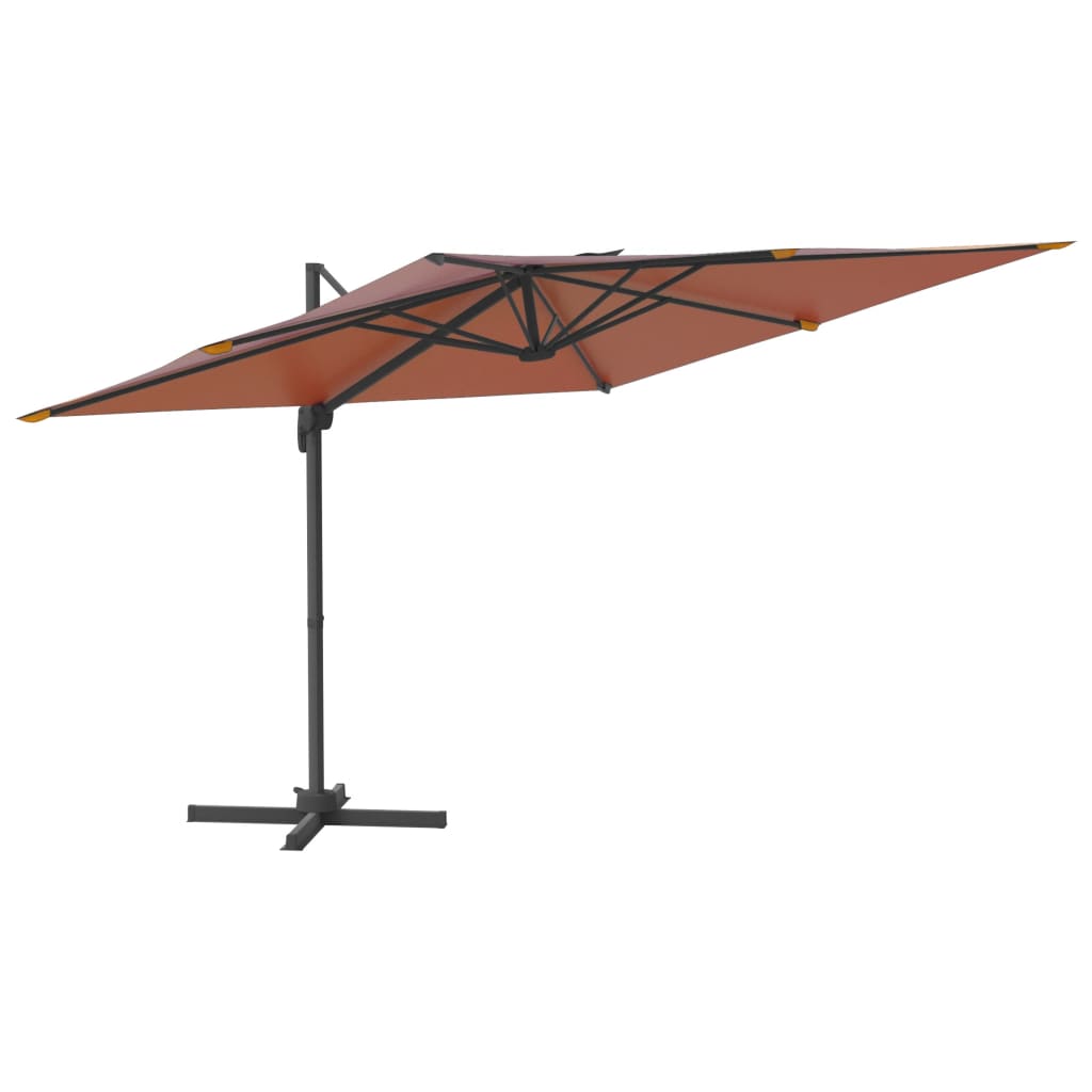 Vidaxl flytende parasol med aluminiumstang 300x300 cm terrakotta -farget