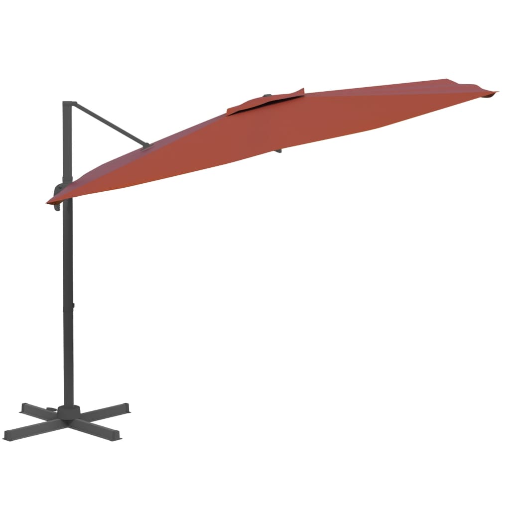 Vidaxl flytende parasol med aluminiumstang 300x300 cm terrakotta -farget