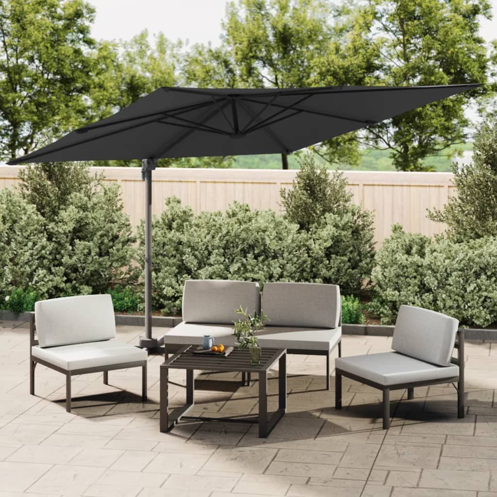 Vidaxl flytande parasol med LED -belysning 400x300 cm svart