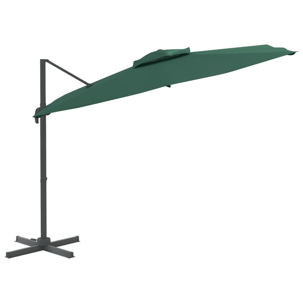 Vidaxl flytende parasol med dobbel topp 400x300 cm grønn