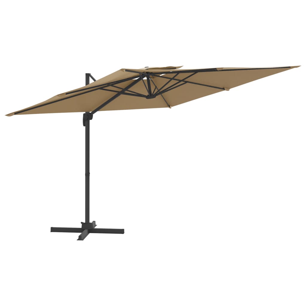 Vidaxl flytende parasol med dobbelttak 300x300 cm taupe