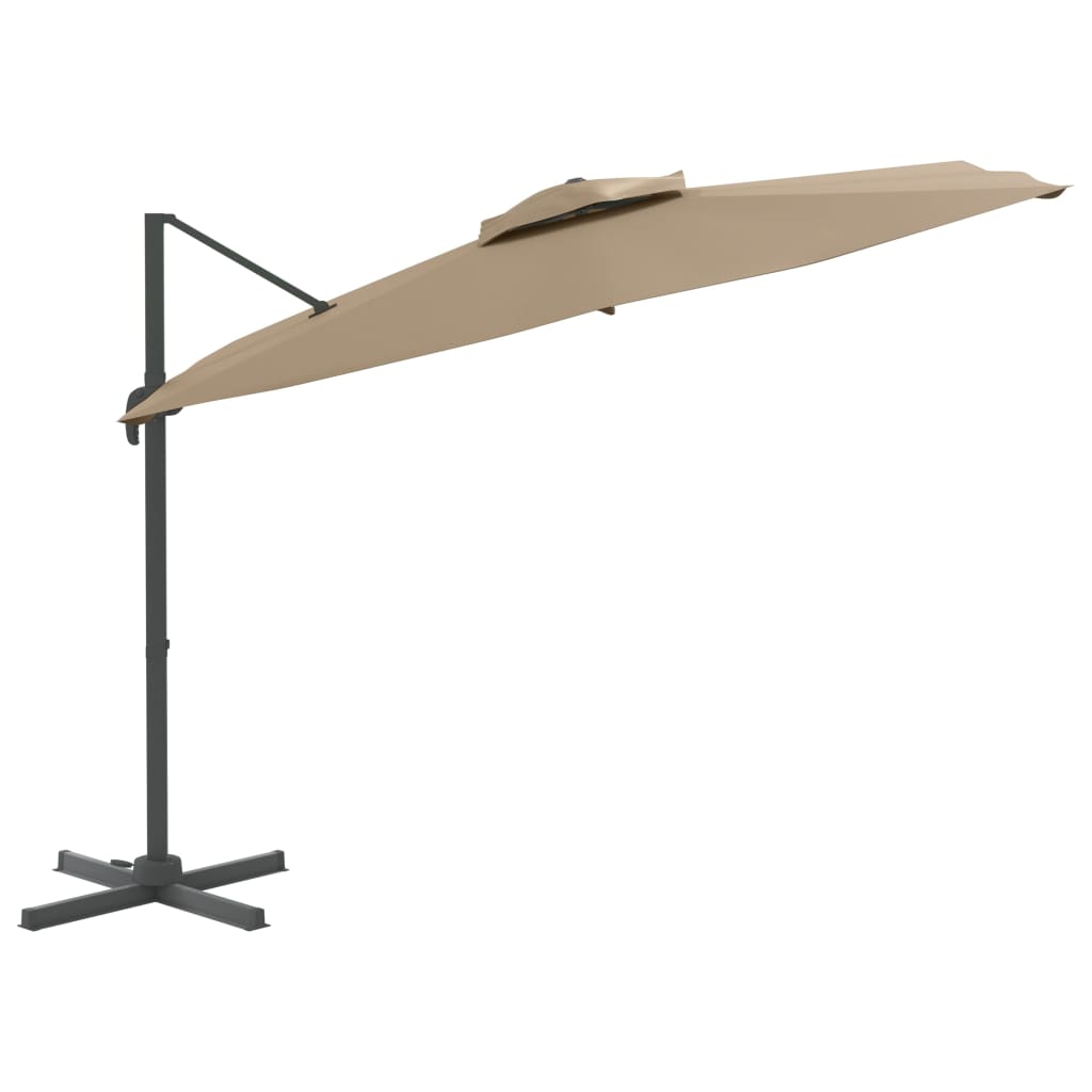 Vidaxl flytende parasol med dobbelttak 300x300 cm taupe