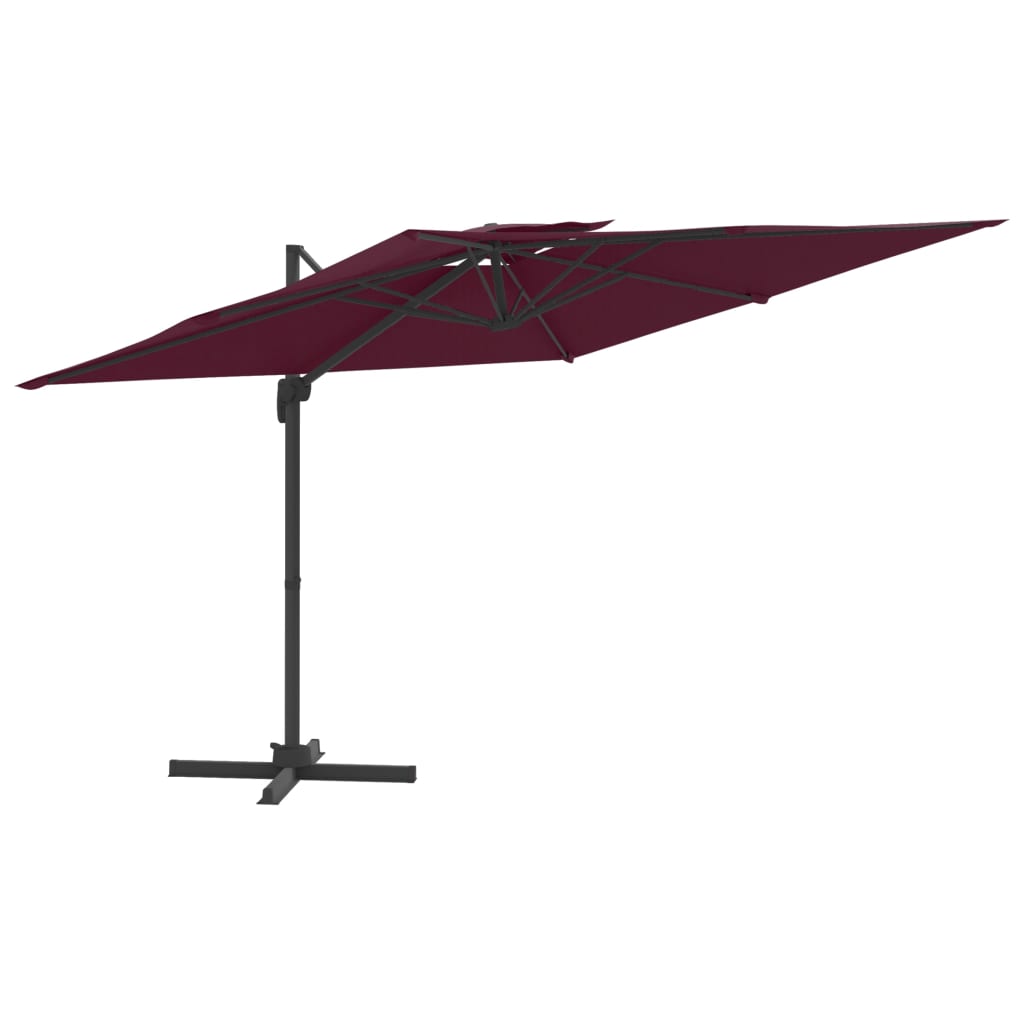 Vidaxl flytende parasol med dobbelttak 300x300 cm burgunder rød