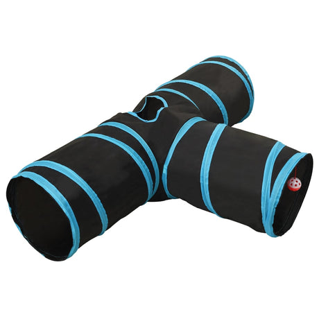 VidaXL Katzentunnel 3-Wege 90 cm Polyester Schwarz und Blau