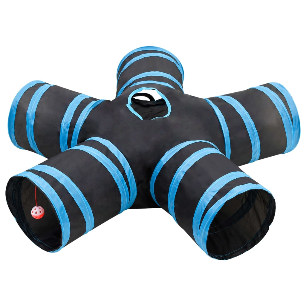 VidaXL Katzentunnel 5-fach 25 cm Polyester Schwarz und Blau