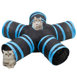 Vidaxl Cat Tunnel 5-fold 25 cm polyester sort og blå