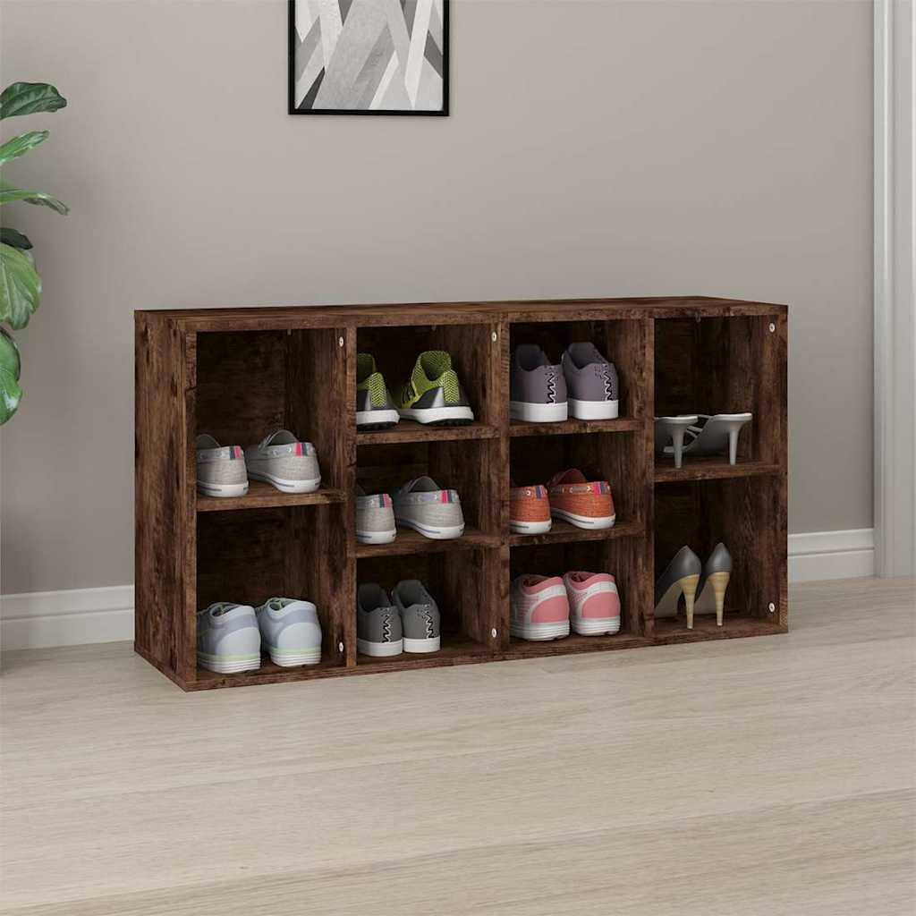Vidaxl schoenenbank 103x30x55 cm bewerkt hout gerookt eikenkleurig